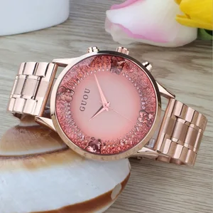 Роскошные брендовые Кварцевые часы Водонепроницаемость Высокое качество женщин Золотой индивидуальная из нержавеющей стали стразы женские подарки для девочек нарядные часы