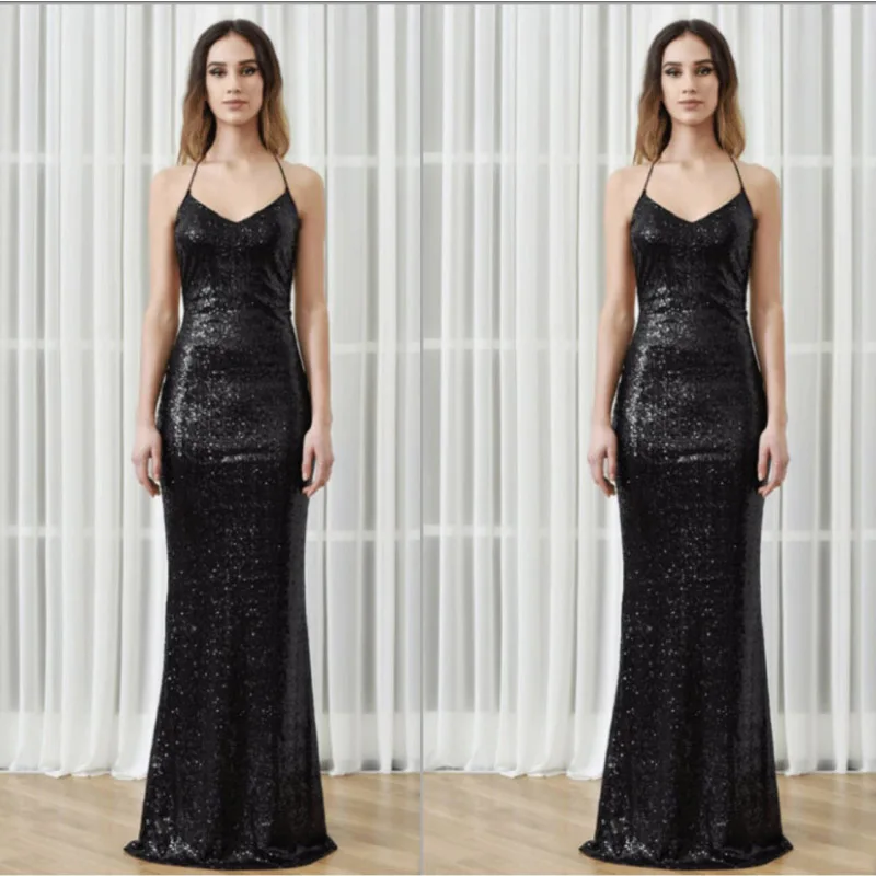 Клиент сделал Реальный Образец Черный Холтер Блестками Sexy Русалка Низкий