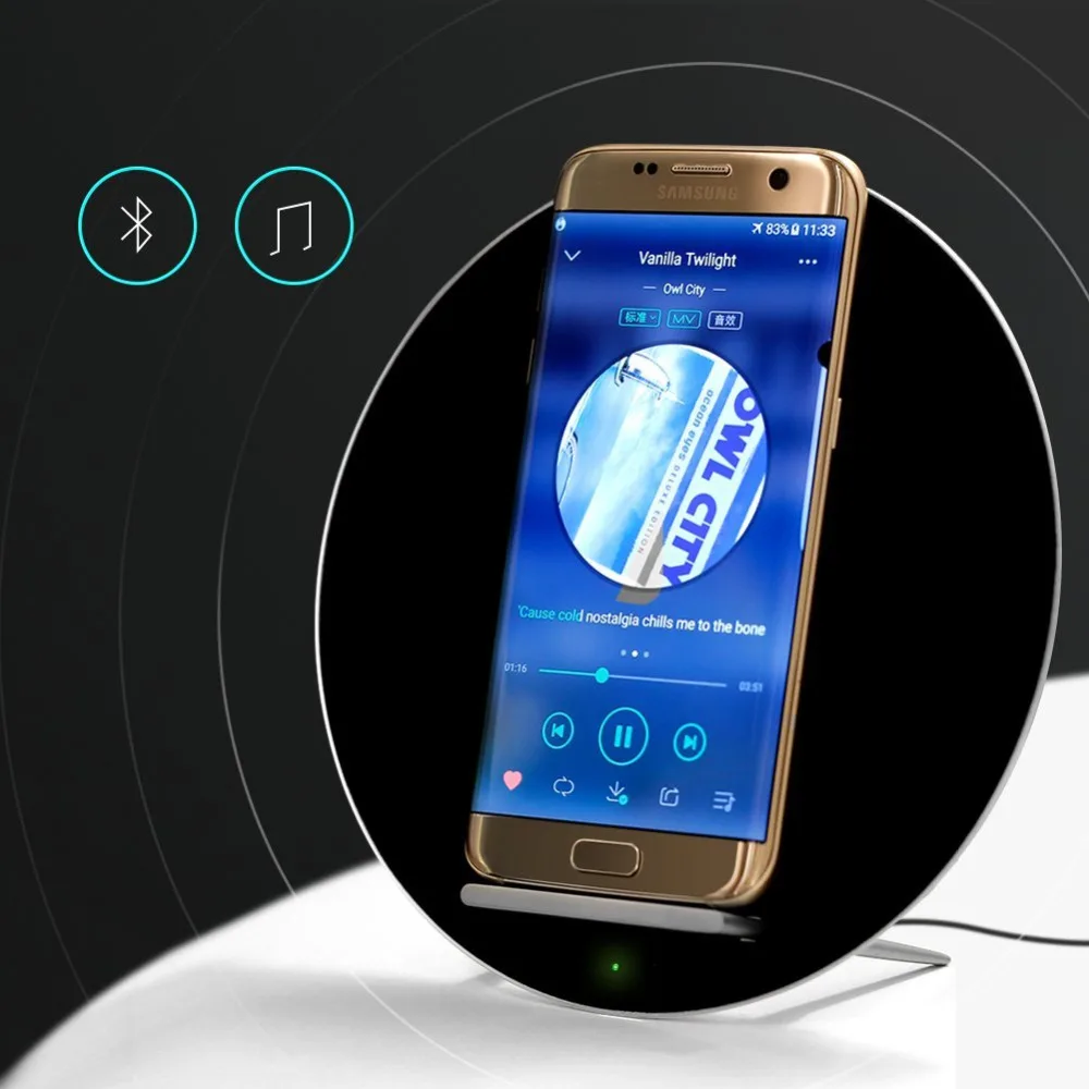 Bluetooth стерео Динамик Быстрая зарядка Беспроводной Зарядное устройство QI Стандартный для Ци поддержкой мобильного устройства