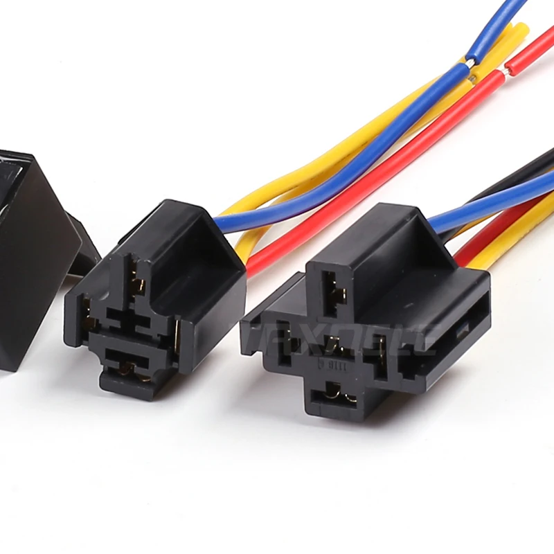 Набор из 5 штук автомобильных реле JD1914 JD1912 водонепроницаемых 12В 40А 4Pin 5Pin 1NO 1NC с разъемом, универсальные.