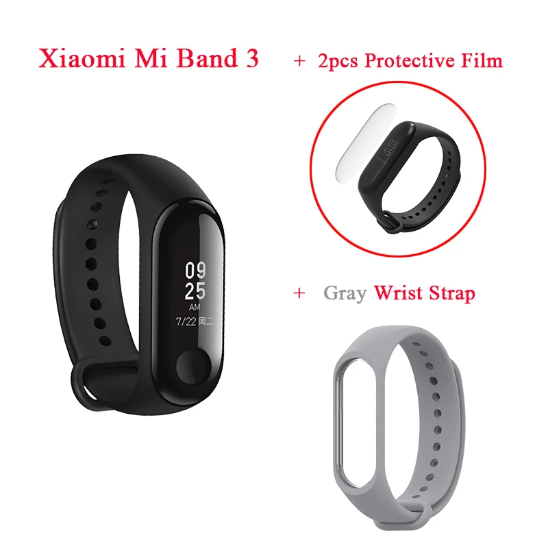 Add Gray Bracelet Глобальная версия Xiao mi Band 3 Smart Bluetooth mi band 3 фитнес-трекер OLED экран Водонепроницаемый умный браслет - Цвет: Add Gray Bracelet