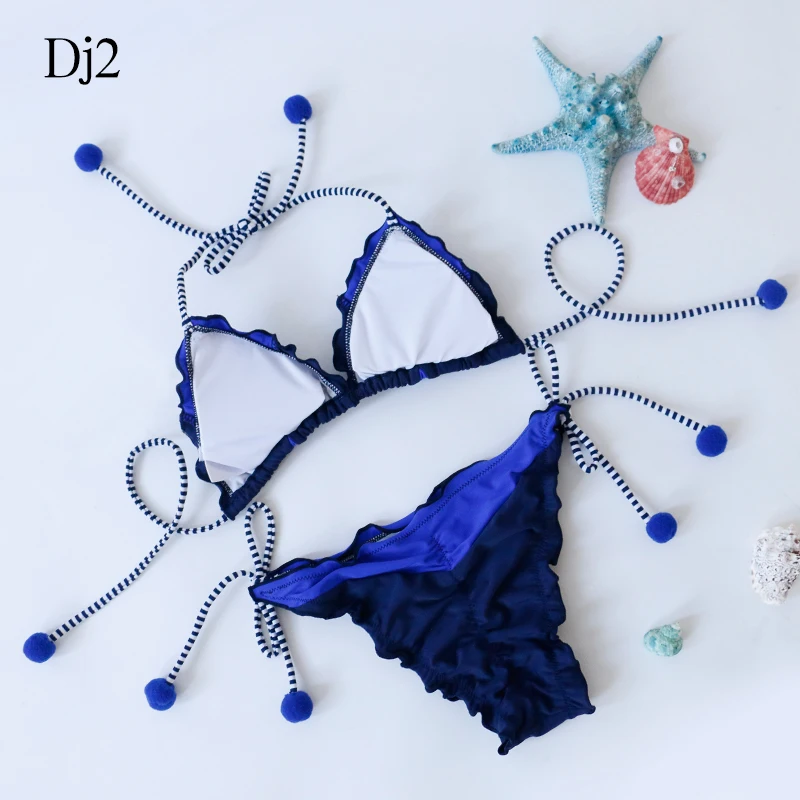 Летний бикини пуш-ап сексуальный купальник с краями листьев лотоса купальный