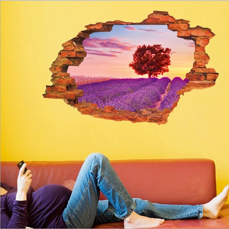 3D настенные наклейки красивые пустынные деревенские ПВХ моющиеся | Дом и сад