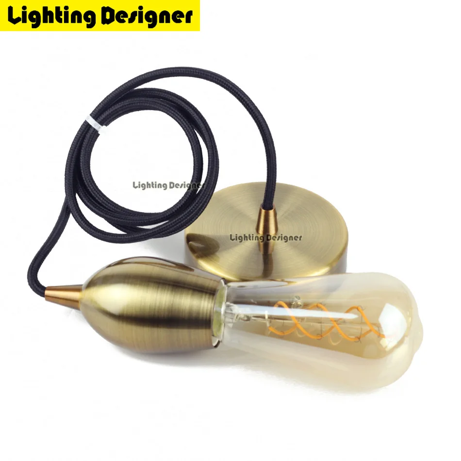 Brass color and st64 Медный латунный Цвет E27 подвесной светильник держатель лампы 220 В светодиодный лампочка лампа накаливания(Эдисона) светодиодный винтажный Ретро Декор подвесной светильник - Цвет: Brass color and st64