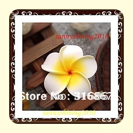 100X white  Plumeria flower for bride Hawaiian Foam Frangipani Flower wedding party decor 4.5cm no clip