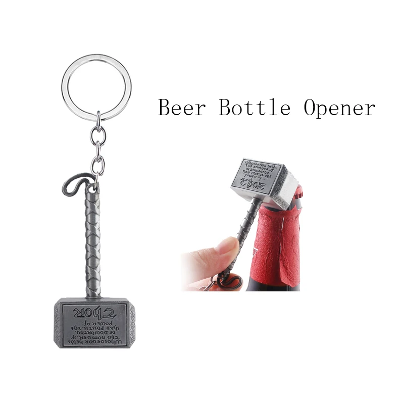 Bottle Opener RJ 20 шт./партия Мстители 3 Thor топор брелоки в виде молота бронзовый цвет серебристый, мьельнир Бесконечность войны Для мужчин Для женщин брелок Косплэй ювелирные изделия - Цвет: Bottle Opener