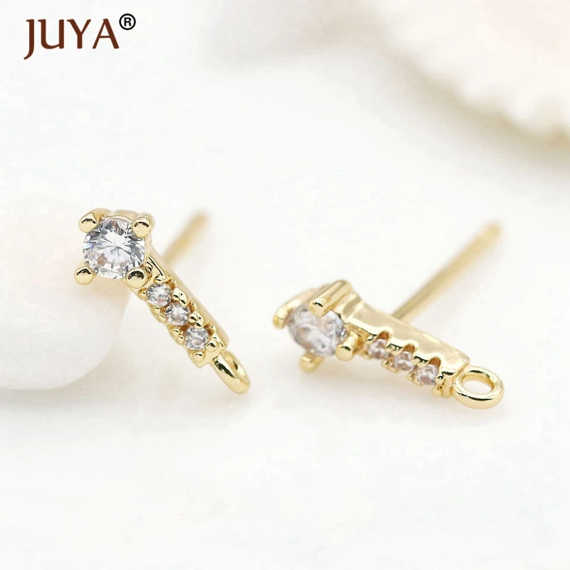 DIY аксессуары для изготовления сережек покрытые 14 K настоящим золотом с цирконом в форме стержня серьги-Крючки фурнитура ручной работы ювелирное изделие