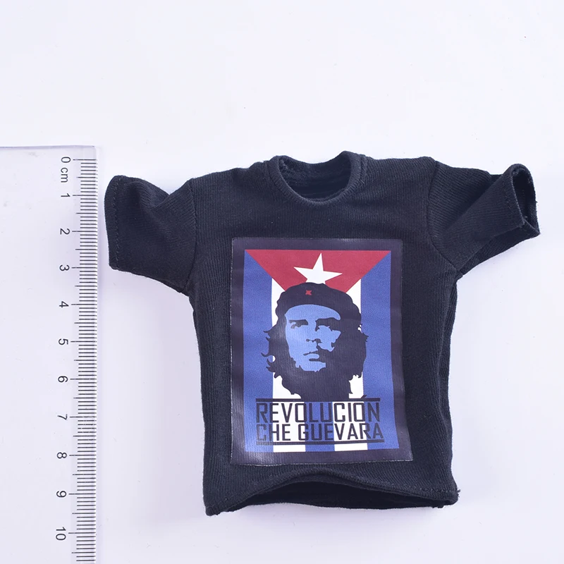 ZY Toys 16 3 Мужской черный принт "Che Guevara" футболка и джинсы с поясом # B костюм
