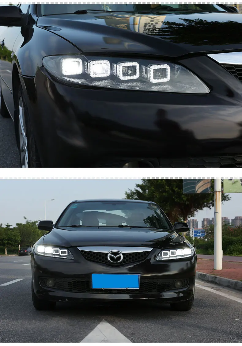 Стайлинга автомобилей фара для Mazda 6 фары 2004-2012 Mazda6 все светодиодный задний фонарь светодиодный DRL динамический сигнала Ангел глаз аксессуары