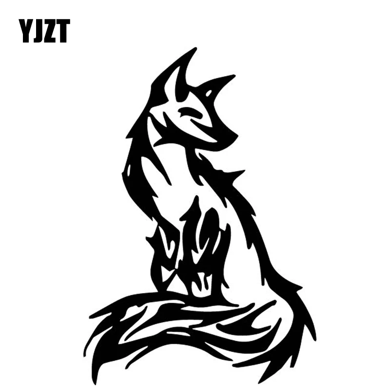 YJZT 11,5 см * 16,6 см, украшение в виде лисы, наклейка, корпус автомобиля, аксессуары, черный/серебристый цвет