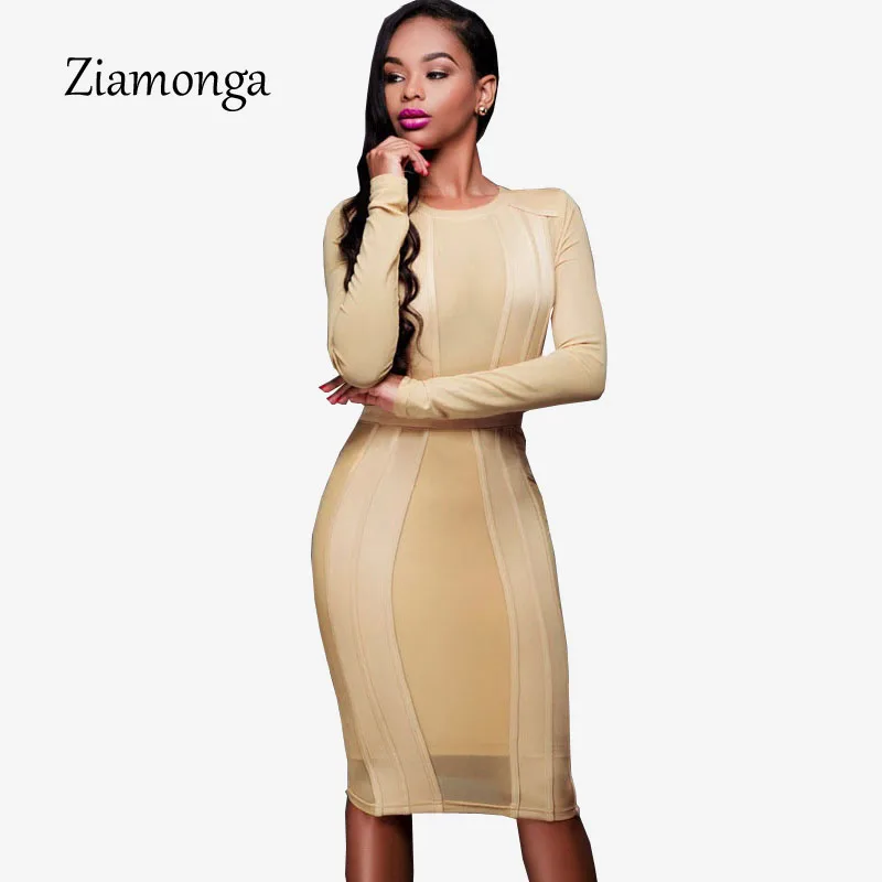 Женское облегающее платье средней длины с длинным рукавом|long sleeve winter dresses|bandage