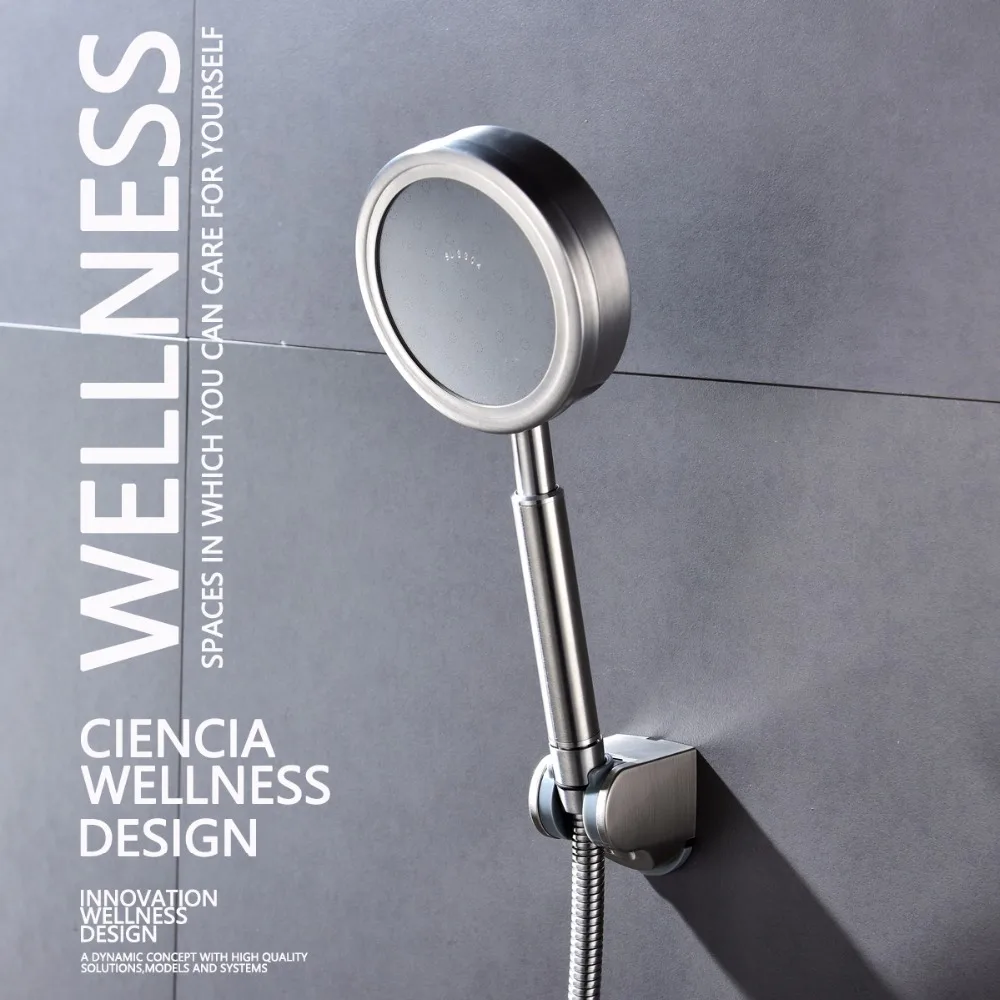 sus304 stainless steel brushed nickel handheld shower head premium 5 spray settings sperate hand shower for bathroom free global shipping