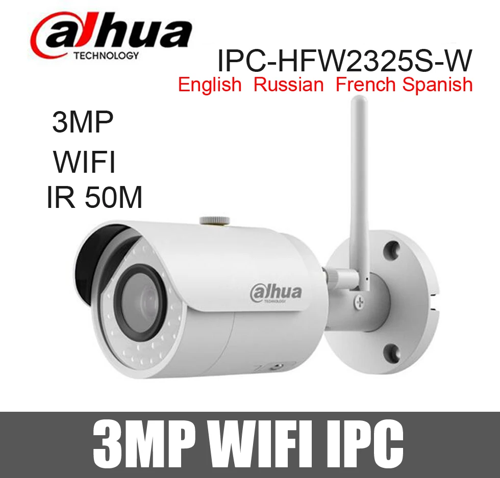 Dahua 3MP wifi IP Camera IPC-HFW2325S-W waterproof 50m ir SD Card slot wireless bullet Network replace IPC-HFW1320S-W | Безопасность и