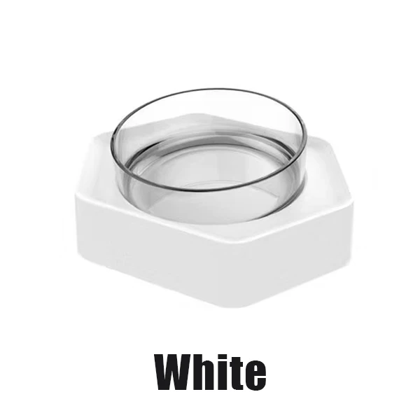 Single-White Прозрачная миска для домашних животных для кошек, собак, противоскользящая миска для защиты шеи, миска для питья домашних животных, миска для воды, подходит для кошек и маленьких собак - Цвет: Single-White
