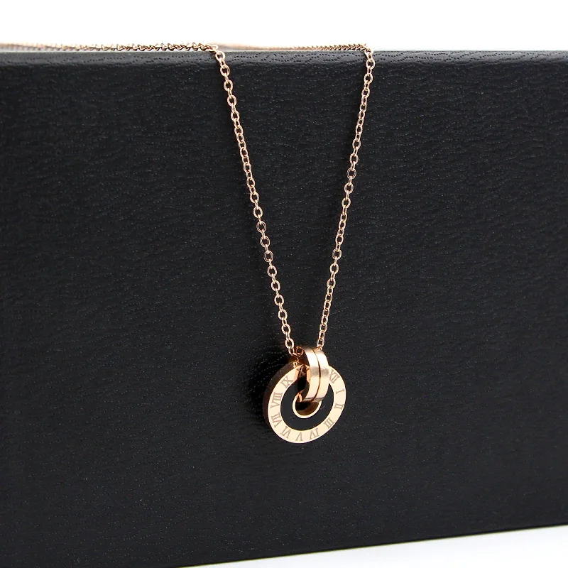 Женские двухкруглые подвески с римскими цифрами из нержавеющей стали белыми и