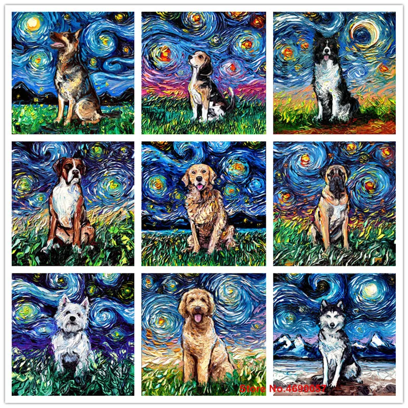 Full Square/Round Diamond 5D Diy Painting &quotDog Wolf&quot 3D Embroidery Cross Stitch Set Mosaic Home Decoration Gift | Дом и сад