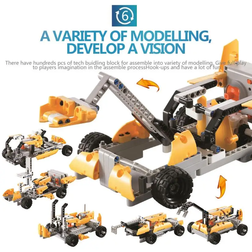 198 шт. DIY Kit R/C 10 в 1 гоночные автомобили Строительные кирпичи радиоуправляемая