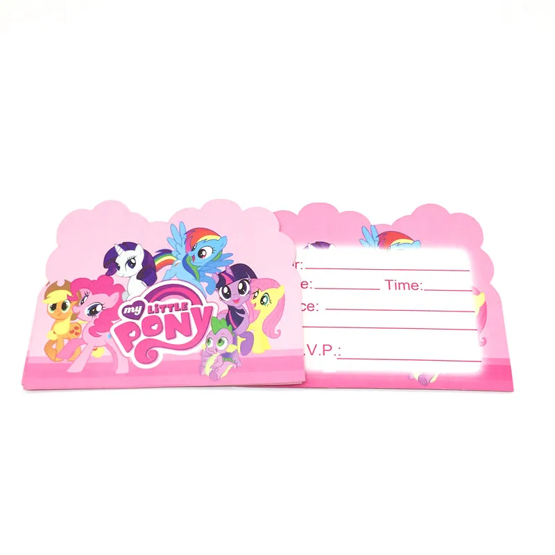 10 шт./партия тема my little pony вечерние свадебные украшения пригласительные открытки