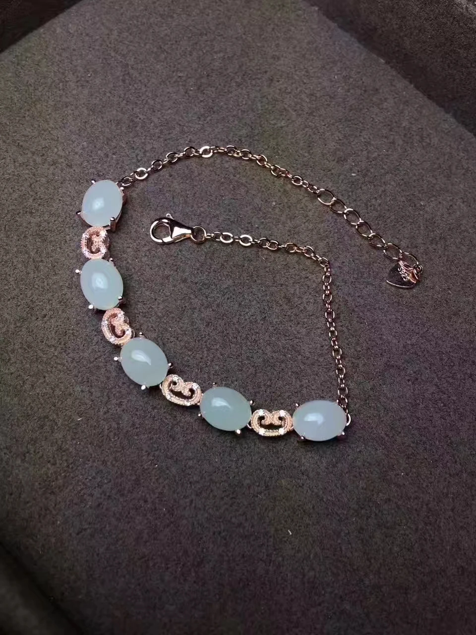 

natural white jade Bracelet Natural gemstone bracelet 925 sterling silver fashion Elegant Exquisite Lucky women party jewelry