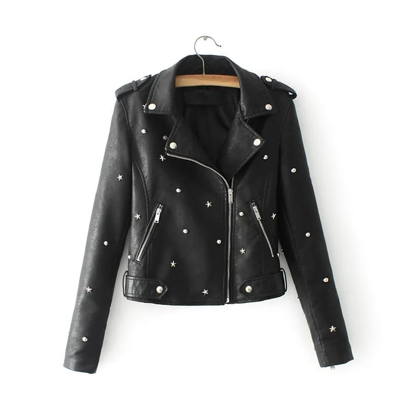 2019 Новый стиль Женская Панк кожаная куртка из мягкой искусственной кожи Куртка
