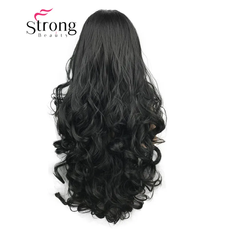 StrongBeauty парики на кружеве для женщин коричневый микс Glueless длинные волнистые синтетические термостойкие волосы парик выбор цвета