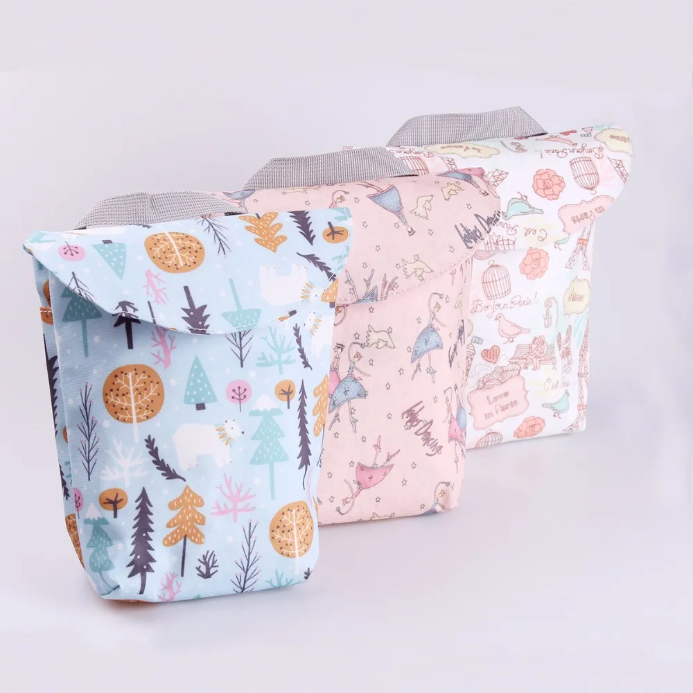 1 pair Reusable Waterproof Mini Small Wet Dry Diaper Bag Pouch For Menstrual Pads Nursing Pads Stroller Makeup Storage Bags