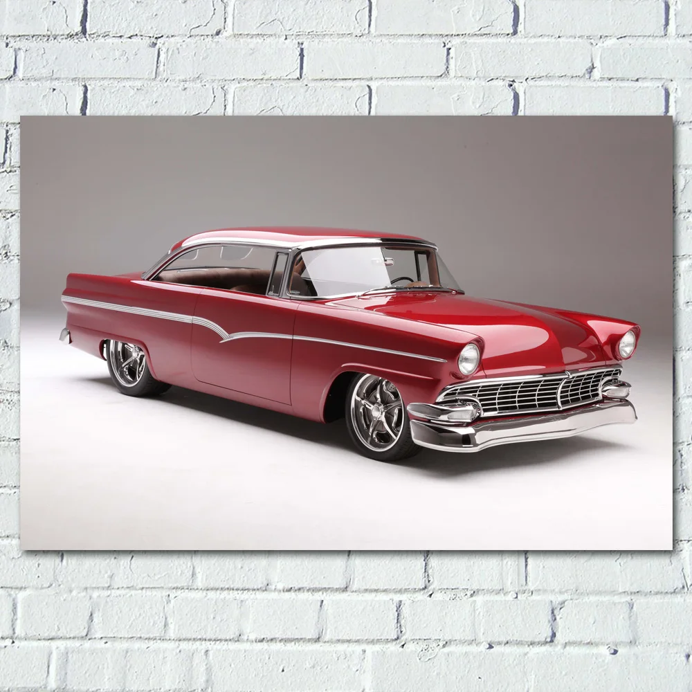 

1956 классические красные модифицированные стены автомобиля Victoria cars, искусство на холсте, картины в рамке для декора комнаты