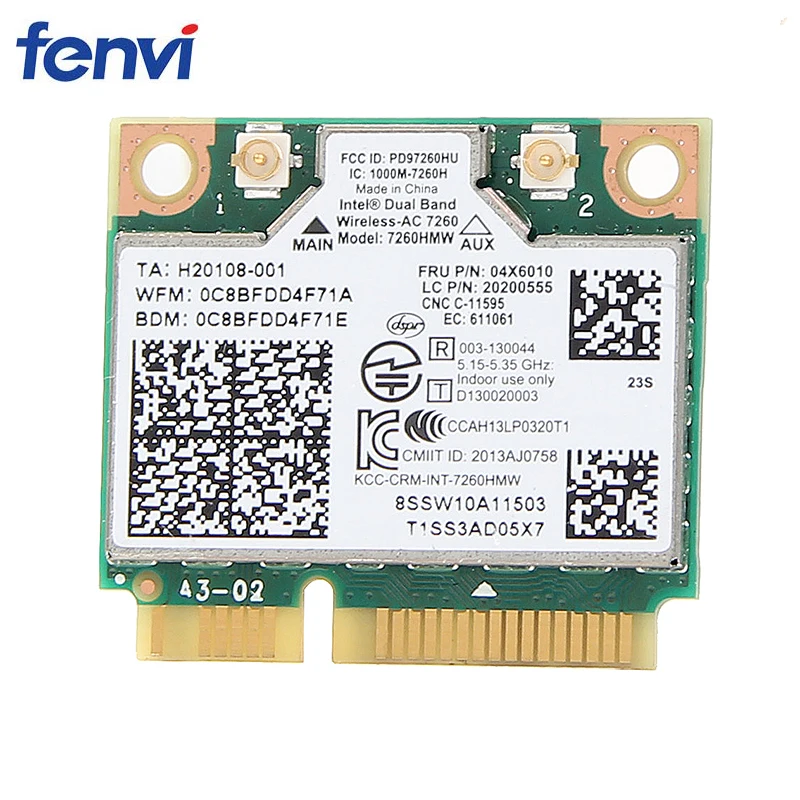 IBM lenovo Thinkpad беспроводная wifi карта Intel wireless-ac 7260 7260HMW 867 Мбит/с 802,11 ac Mini PCI-E двухдиапазонный FRU: 04X6090