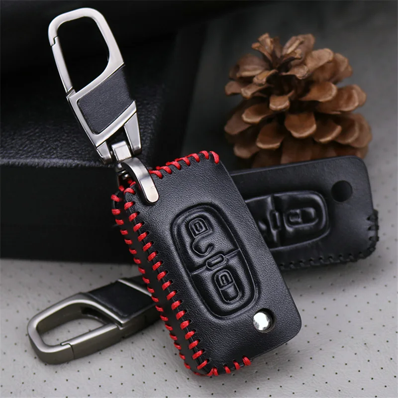 Leather Car Smart Key Chain Shell Cover Case For Peugeot 206 307 308 207 407 208 2008 508 406 3008 2&amp3 Buttons | Автомобили и