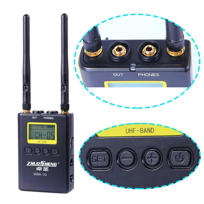 ZhuoSheng WM10 uhf нагрудный беспроводной микрофон для видеокамеры микрофон