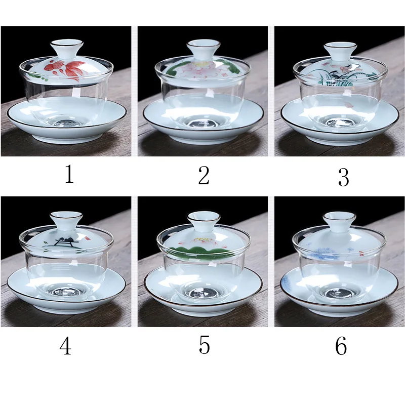 Китайские традиции Gaiwan керамическая фарфоровая чайная чаша с крышкой набор