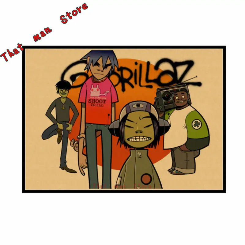 Gorillaz рок Винтаж плакат из крафт-бумаги DIY настенные Стикеры Нежный домашний бар