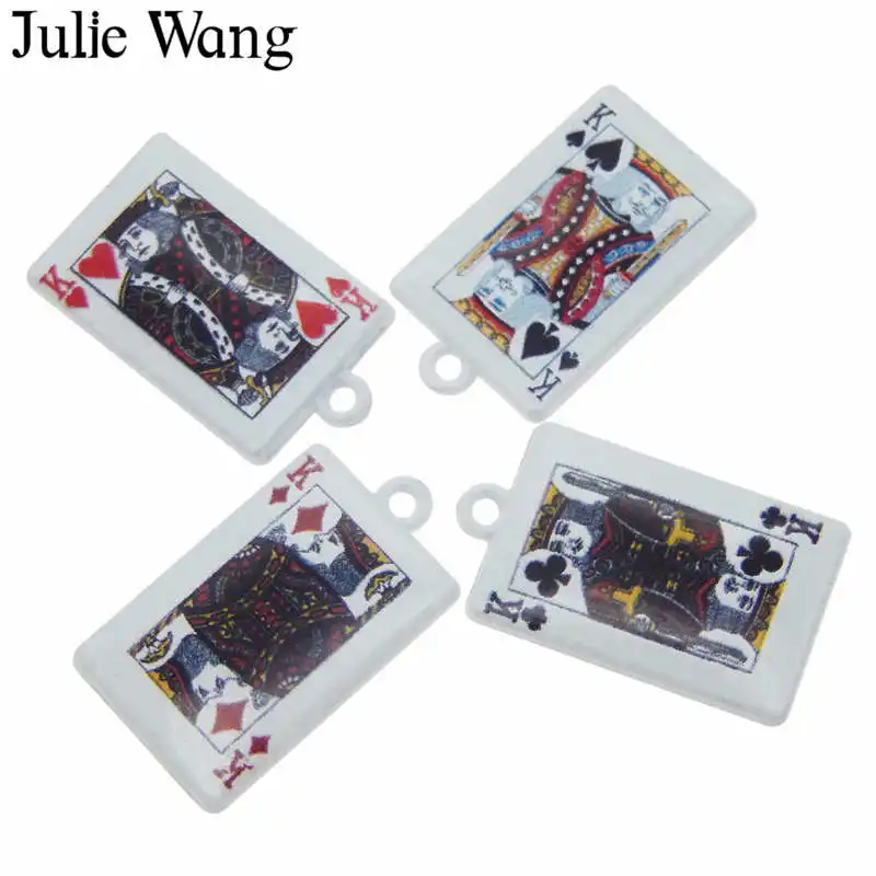 Julie Wang 5 шт. королевская королева покерные карты подвески сплав белое покрытие