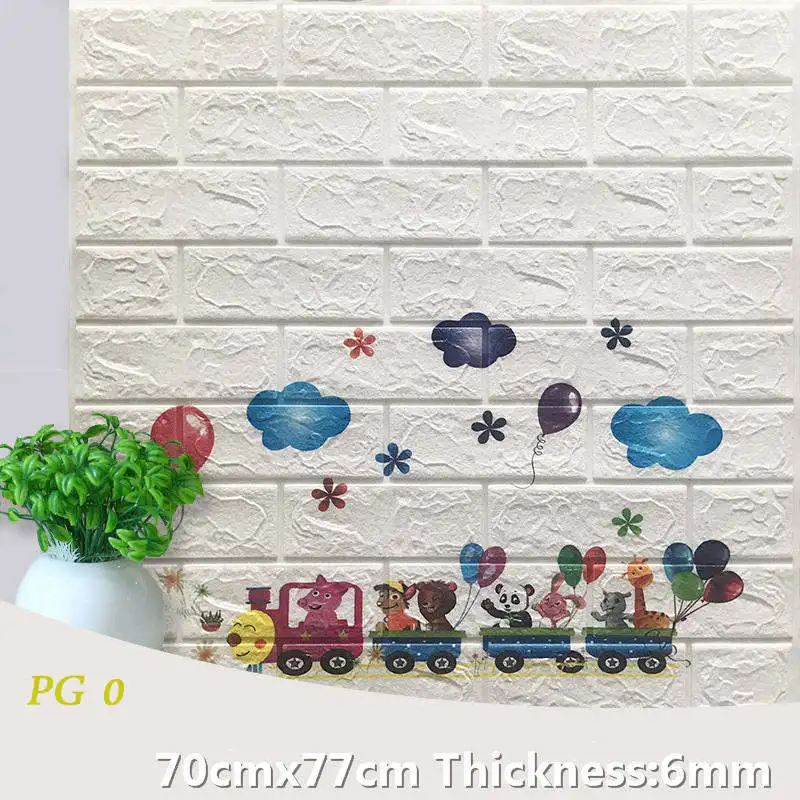 3D Мультфильм Самоклеящиеся кирпичные настенные наклейки Декор Пена