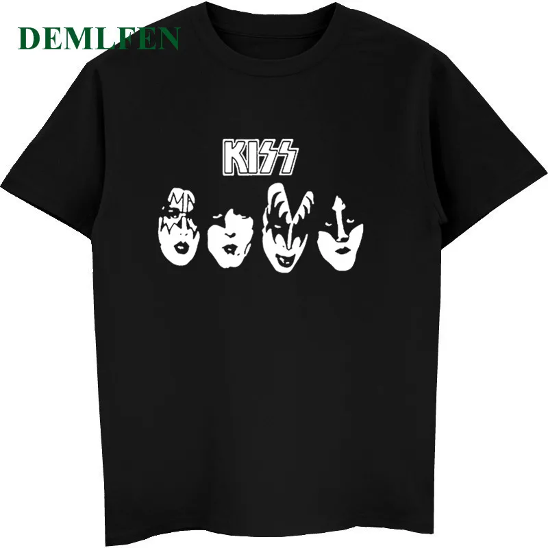 Футболка мужская с надписью Kiss Band модная забавная тенниска короткими рукавами