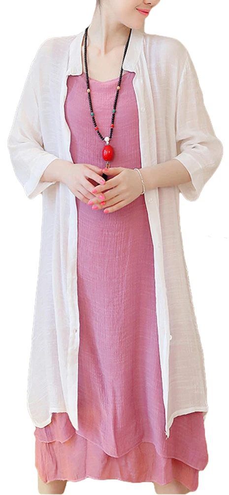 Linin Women Dress 2017 Spring Vintage Cotton Linen Casual Loose Long Dresses | Женская одежда