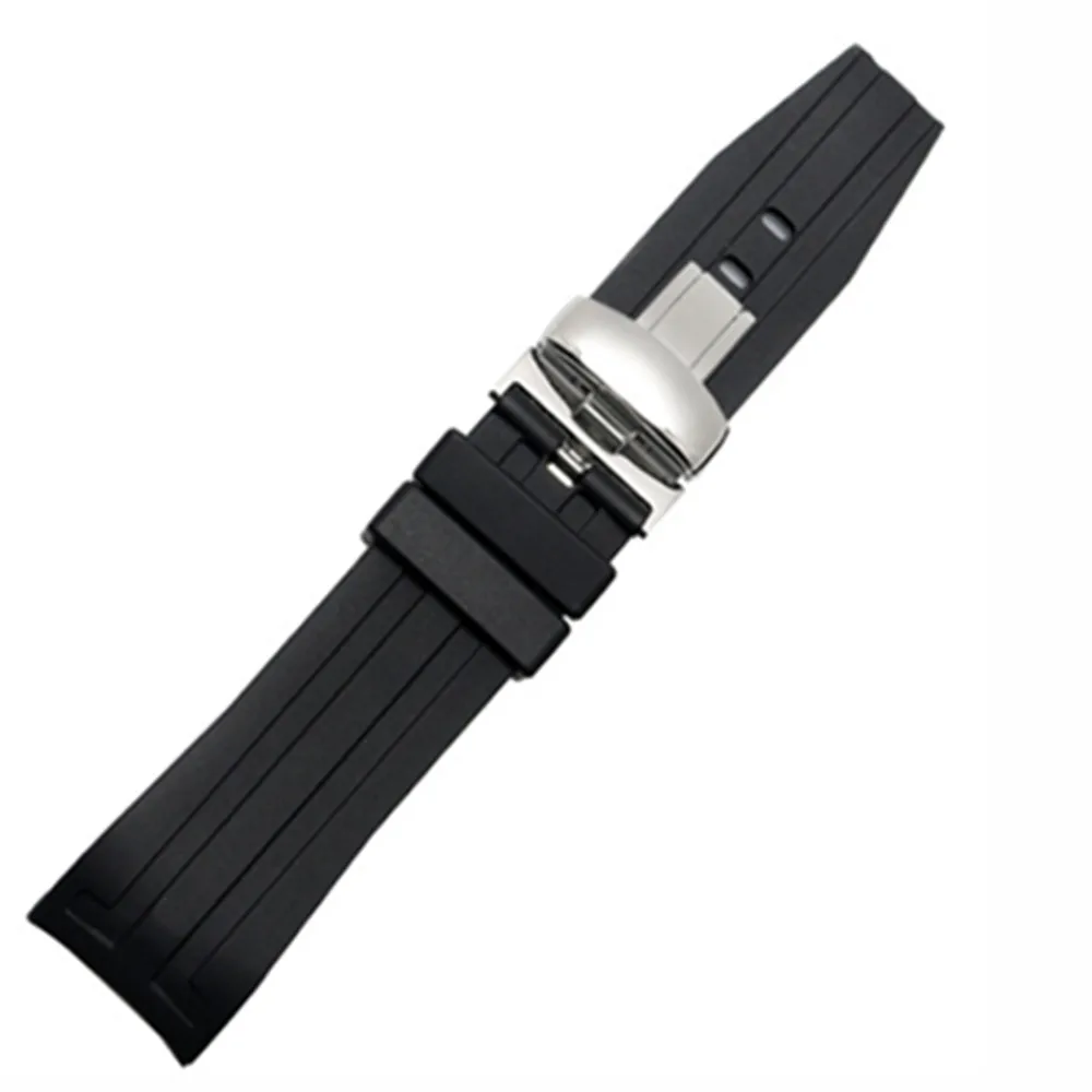 Резиновый ремешок для часов Tissot 1853 T035 T055 ремешок для часов браслеты Бабочка Пряжка Замена 23 мм - Цвет ремешка: butterfly buckle
