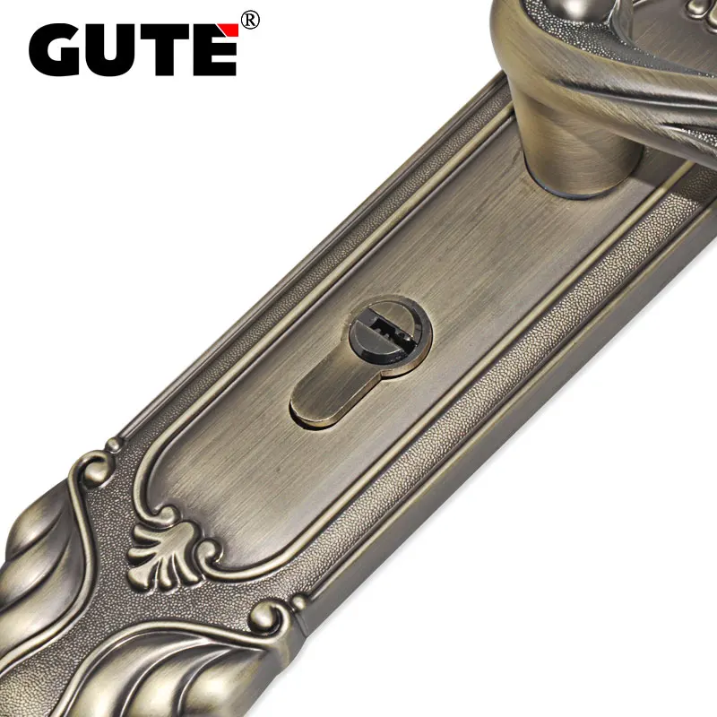 GUTE Двойная защелка замок для межкомнатной двери с ключами из цинкового сплава