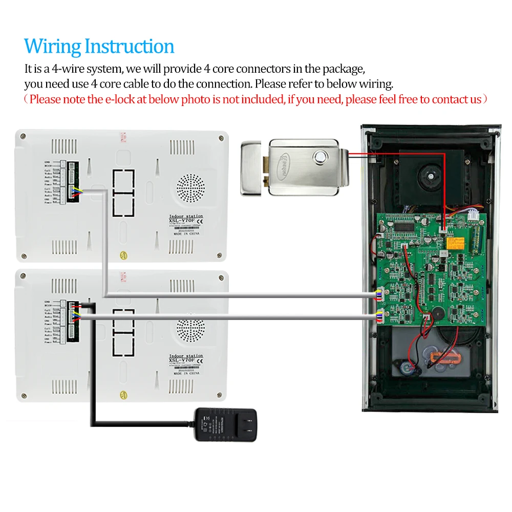 

Wired Home 7'' Color Video Intercom RFID Camera Door Bell with 2 / 3 Monitors Video Door Phone 500 user for multi Apartments