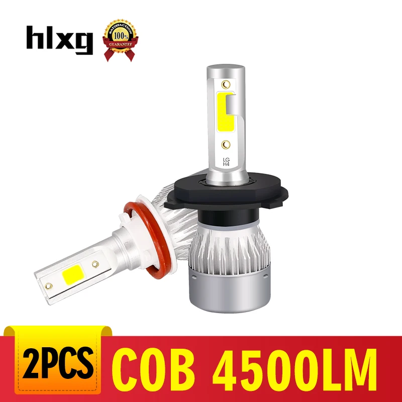 Hlxg 2 шт. 30 Вт 4500lm H4 Высокий Низкий Автомобильный светодиодный H7 H11 H8 HB3 9005 HB4 12 в