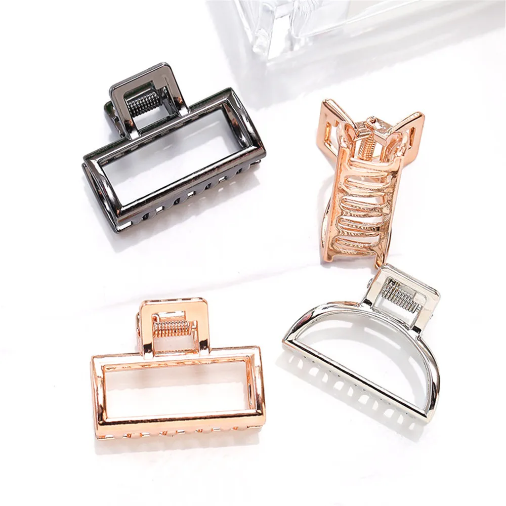 Новые модные женские геометрические заколки для волос в виде краба однотонного цвета с ретро квадратной формой аксессуары большого размера