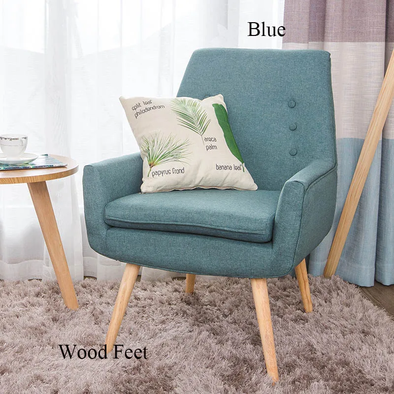 Wood Feet Blue Современный скандинавский ленивый диван досуг на спине ресторанный стул скандинавский дом компьютер Спальня Кабинет личность шезлонг - Цвет: Wood Feet Blue