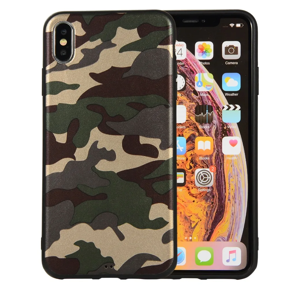 

For iPhone XS Army Green Camouflage Soft TPU Silicone Case for iPhone X XR XS Max i5 5S SE i6 i6S i7 i8 Plus Capa Case