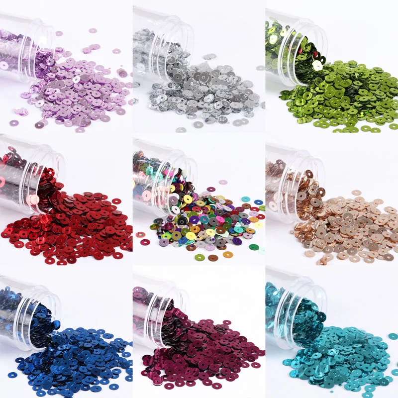 

2000pcs/Pack (10g) 4mm Silver-Based Flat Round PVC Loose Sequins Paillettes Wedding Craft, Housewear Furnishings Sew