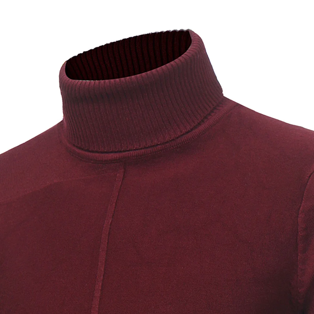 

Nice New Autumn Winter Men Fashion High Lapel Sweater Bottoming Shirt Slim Solid Color Male Turtleneck Knitted Warmer Sweater