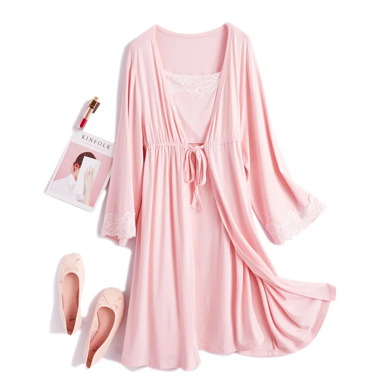 Pink BONJEAN 2 шт./компл. Беременность для беременных, пижамы, одежда для сна, кормящих беременных пижамы Грудное вскармливание Ночная рубашка элегантное платье для беременных - Цвет: Pink
