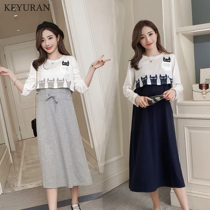 Осень мода Грудное вскармливание Повседневное медсестер Танк платье без рукавов