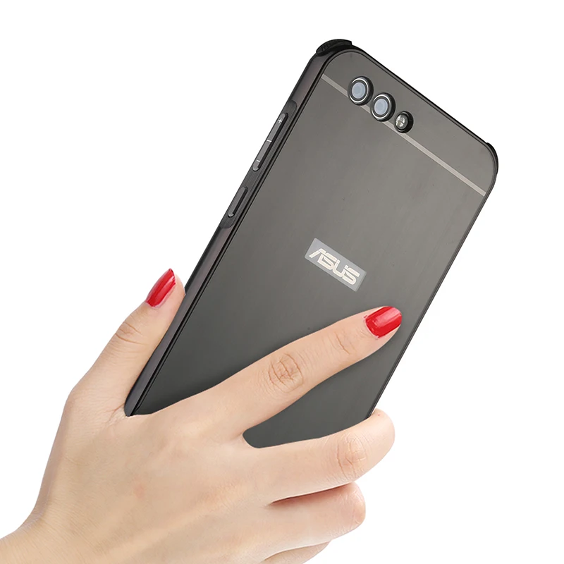 Pretty Girl's Happy Life For Asus Zenfone 4 Case Aluminum Metal Frame+Wire Drawing Effect Acrylic Cover |