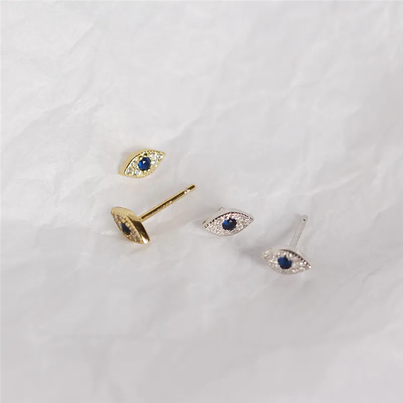 ying Vahine Best Seller 925 Sterling Silver Mini Zircon Blue Eyes Evil Eyes Small Stud Earrings for Women