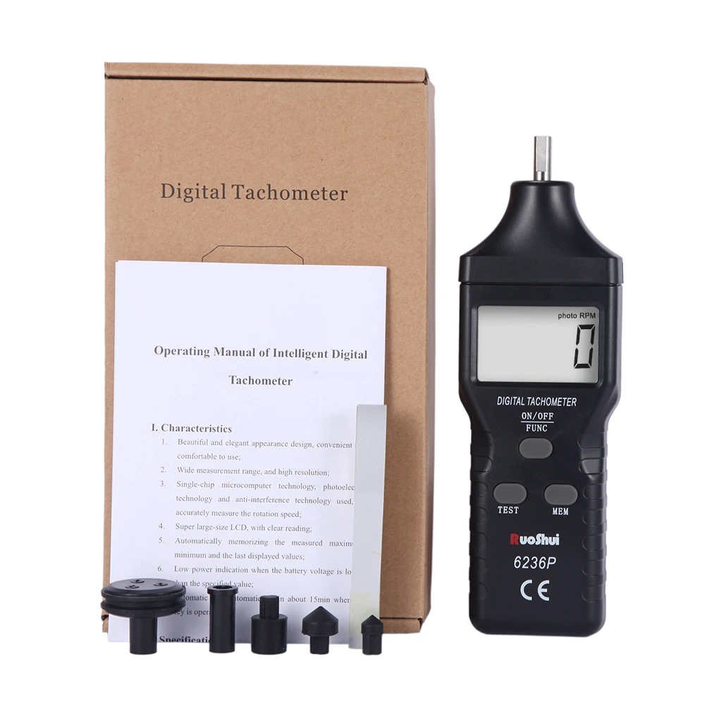 

RuoShui 2 in 1 Digital Laser Tachometer Digital Tachometer Tach RPM Tester Handheld Motor Electrical Machine Rotate Speed Meter